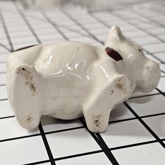 Vintage Ceramic Cow Toothpick Holder White With Brown Spots Made In Japan - Picture 7 of 7